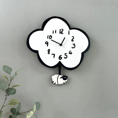 Cartoon Silent Swinging Wall Clock - Cute Home Decor for Living Room Bedroom - Room Decoration Silent Wall Clock