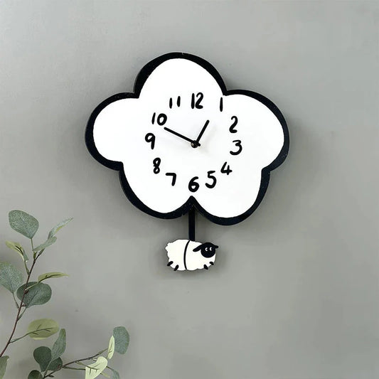 Cartoon Silent Swinging Wall Clock - Cute Home Decor for Living Room Bedroom - Room Decoration Silent Wall Clock