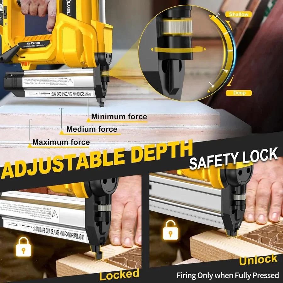 SILVEL 18 Gauge Cordless Brad Nailer 2 in 1 Cordless Nail Gun/Electric Stapler with Dual 4.0Ah Batteries Fast Charging Technolo