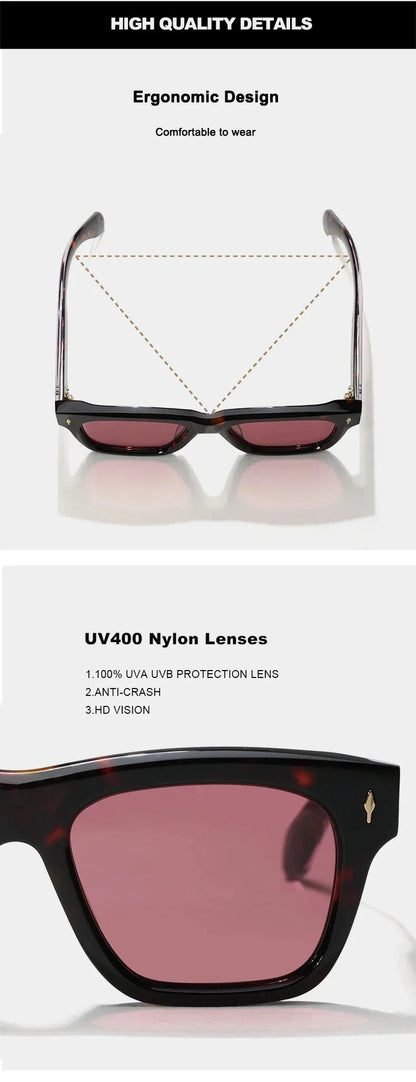Sunglasses for Men Women Top-quality Handmade Square Acetate SCASH Luxury Brand Designer Outdoor Sports UV400 Trendy SUN GLASSES