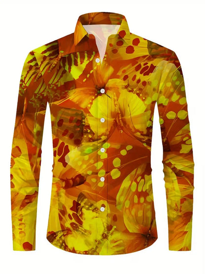 Luxury Floral Leopard Print Button-Down Shirt - Long Sleeve Paisley Business Casual Top