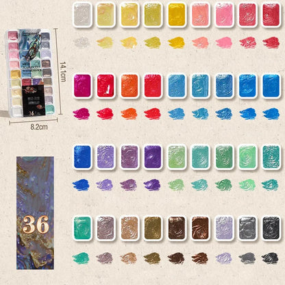 12/24/35/48Color Pearlescent Solid Watercolor Paint Multifunctional Painting Tool Set Painting Paint DIY Watercolor Sets