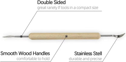 Art Supplies Ceramic Sculpting Tools Wooden Handles Ceramic Clay Pottery Tool Beginner DIY Crafts Wood and Steel Home School Use