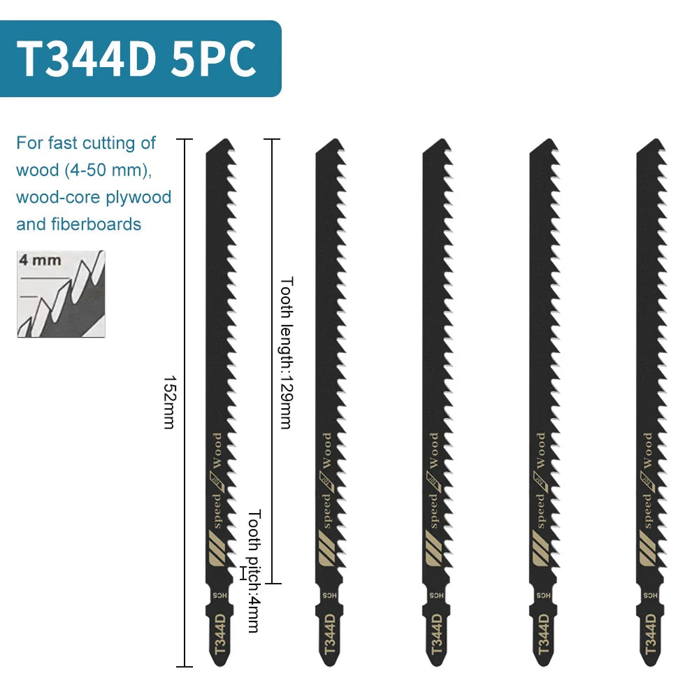 Premium T-Shank Jigsaw Blade Set - Multi-Material Cutting Kit for Wood, Plastic, and Metal - Compatible with Bosch/DEWALT/Makita
