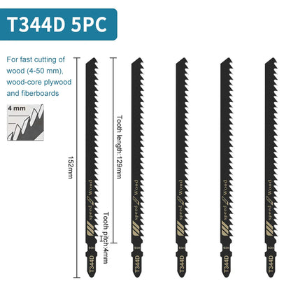 Premium T-Shank Jigsaw Blade Set - Multi-Material Cutting Kit for Wood, Plastic, and Metal - Compatible with Bosch/DEWALT/Makita