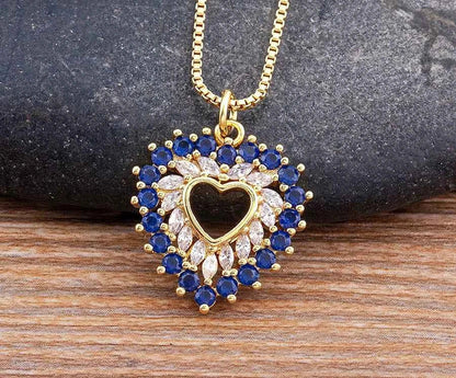 Nidin New Arrival Romantic Heart Shape Sparkling Zircon Pendant Necklace 3 Colors For Women Female Fine Jewelry Gifts Wholesale