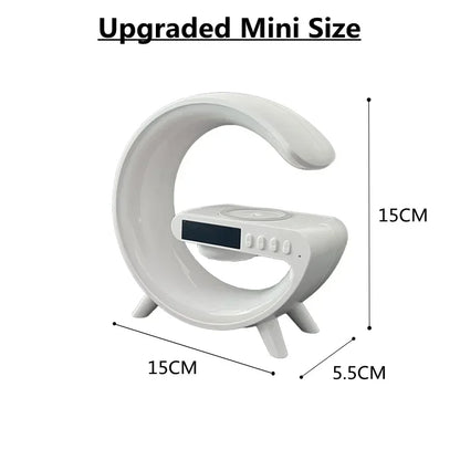 Multifunction RGB Light Bluetooth Speaker Alarm Clock 15W Wireless Charger Stand Pad For iPhone Samsung Fast Charging Station