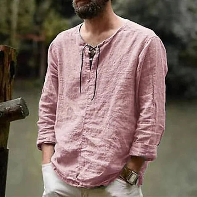 New Spring and Summer Long-sleeved T-shirts for Men's Hot European and American Men's Solid Color Trend