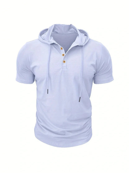 Men's T Shirt Summer Slim Fitness Hooded Short-Sleeved Tees Male Lightweight Hoodie Fitness Breathable Sports Tops