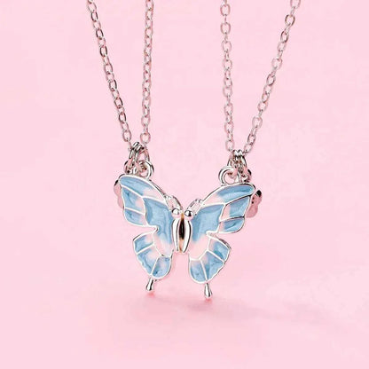 Best Friends Pendant Necklace For Woman Girls Magnetism Sequin Couple Crystal Chain Choke BFF Friendship Forever Jewelry Gift