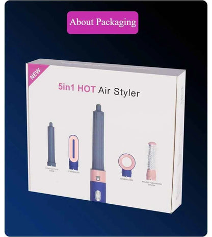 5-in-1 Negative Ion Automatic Curling Iron Multifunction Convenient Hair Dryer Volume Straight Hot Air Comb Curly Girl Method