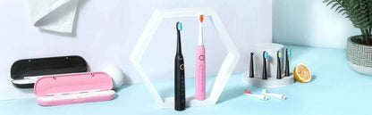 Fairywill FW-D7 Sonic Electric Toothbrush Set - 5 Modes Rechargeable Adult Toothbrush with Travel Case & 8 Heads