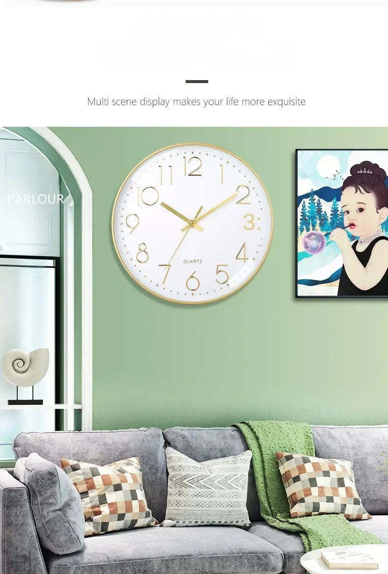 8 Inch Easy To Read Wall Clock Classic Elegant Modern Silent Quartz Clocks for Living Room Bedroom Office Study