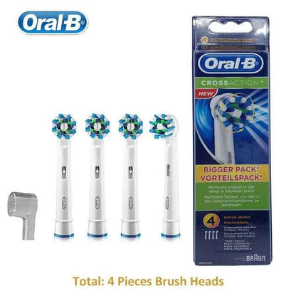 Oral-B EB50 Cross Action Teeth Clean Round Head Replacement Brush Heads for Adult Rotation Type Tooth Brush Black 4PC/Pack