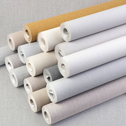 Modern Nordic Linen Textured Wallpaper – Eco-Friendly Non-Woven Solid Color Wall Covering