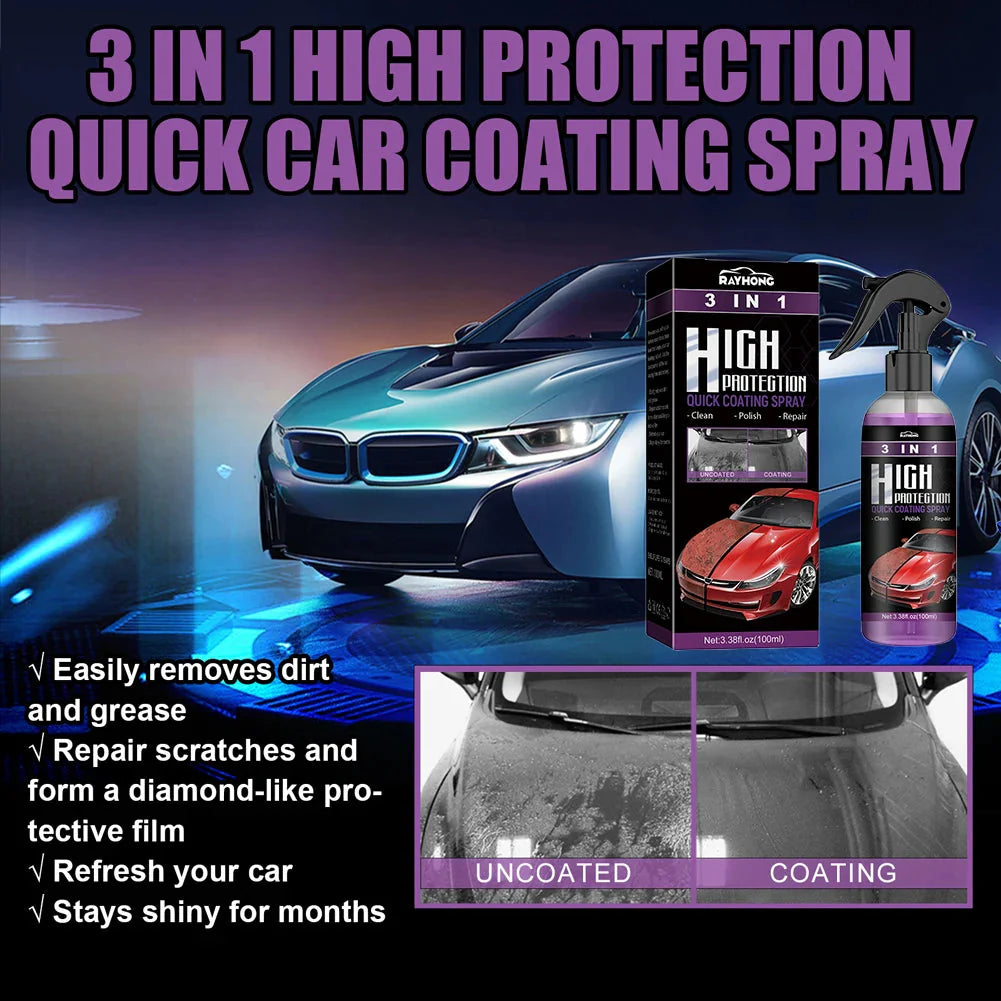 3 In 1 Car Ceramic Coating Spray High Protection Shine Armor Ceramic Car Wash Car Shield 30/100ml Polishing Spraying Wax Tools