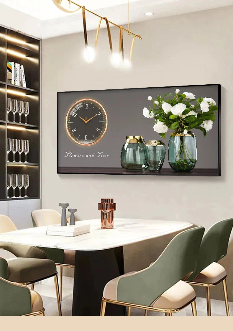 Large Size Aluminum alloy framed Artwork Wall Clock, Luxurious Muted Quartz Clock for Home Decor,living Room,bed Room Décor