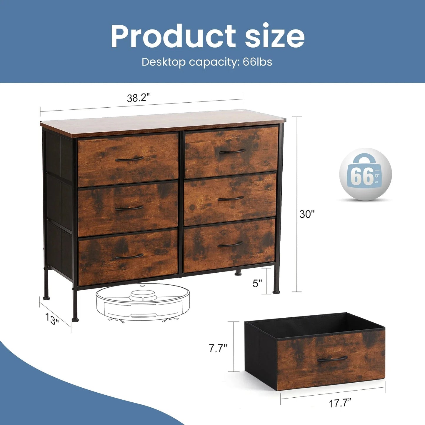 Dresser for Bedroom Storage Drawers, Fabric Storage Tower with 2/4/5/6/7/8/9/10 Drawers Sturdy Metal Frame
