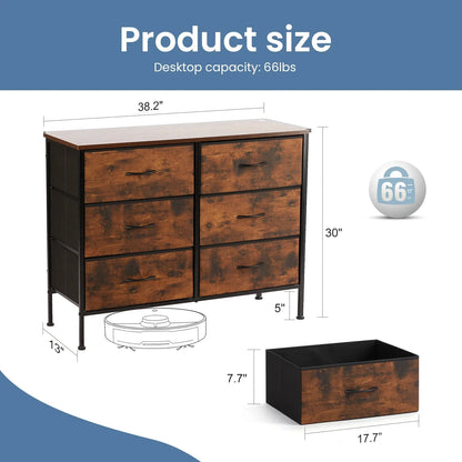 Dresser for Bedroom Storage Drawers, Fabric Storage Tower with 2/4/5/6/7/8/9/10 Drawers Sturdy Metal Frame