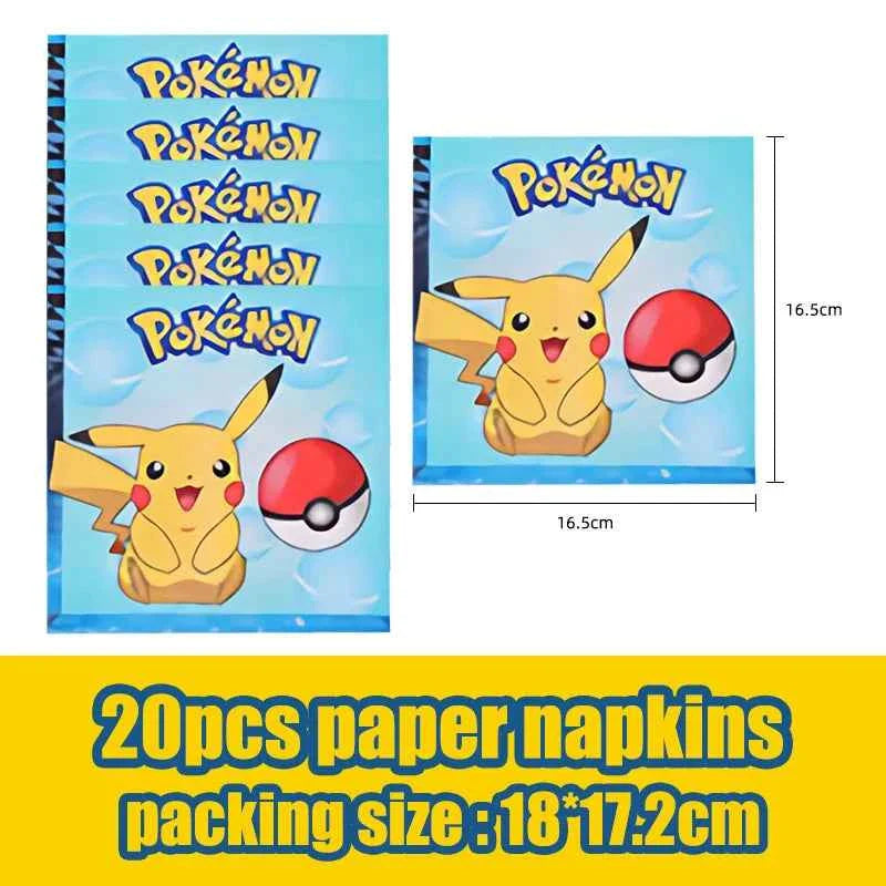Pokemon Birthday Party Decorations Paper Tableware Plates Napkins Cups Pikachu Birthday Tablecloth Party Supplies Children Gifts