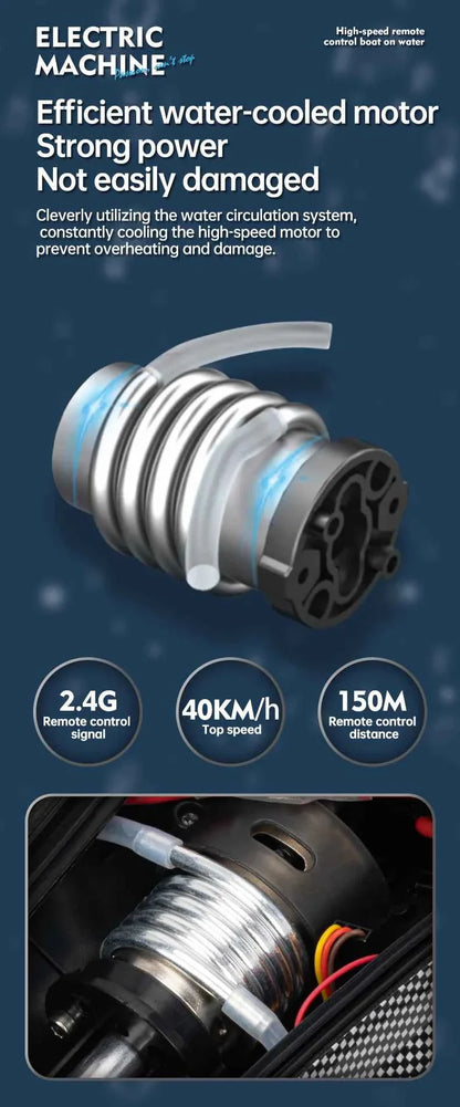 RC de Carreras Alta Velocidad 25Km/h | Resistente al Agua Recargable, Lancha Rápida, Regalo para Niños