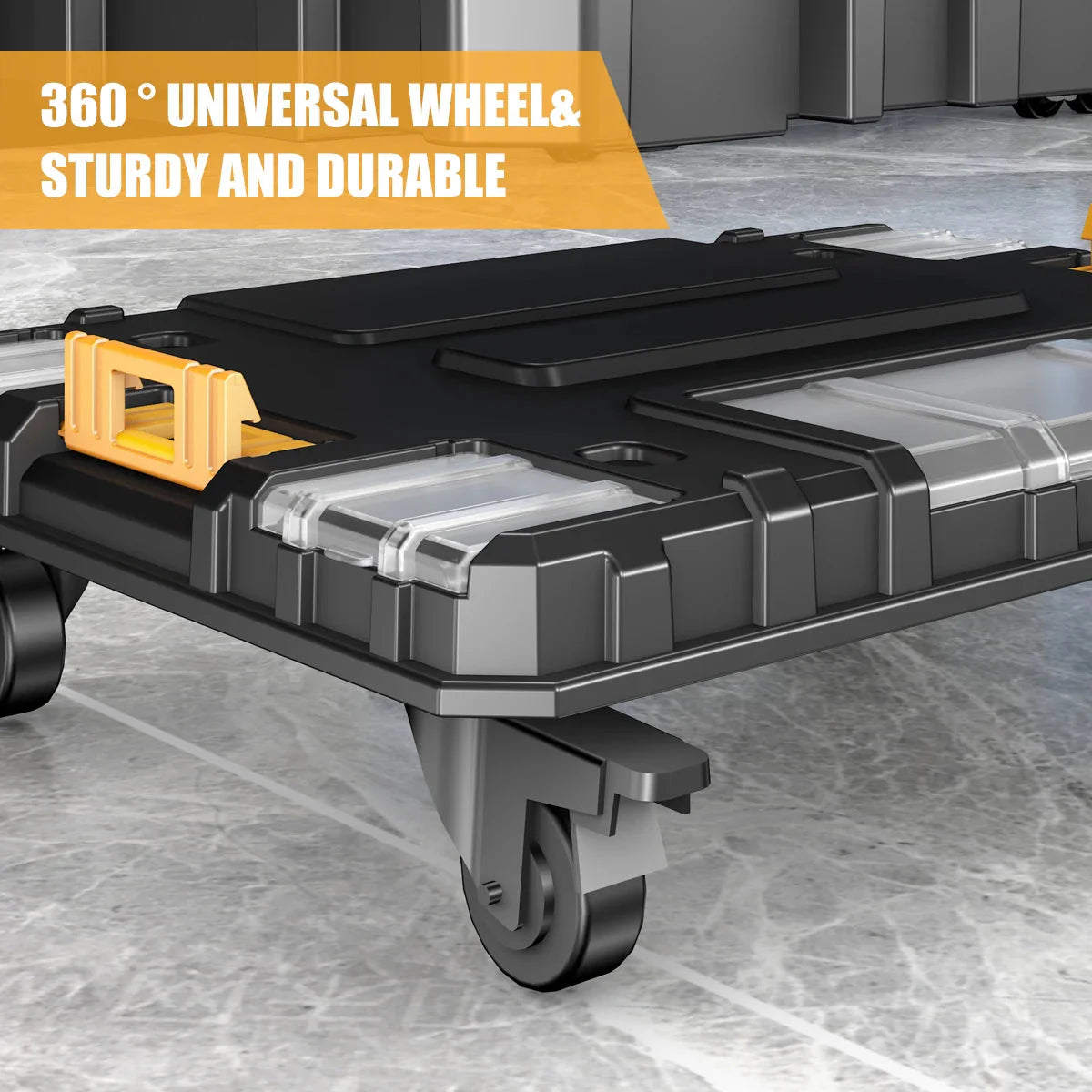 AIRAJ MultiFunctional Tier Stackable Rolling Plastic Portable Folding Tool Storage Box , Suitable for Garage Storage