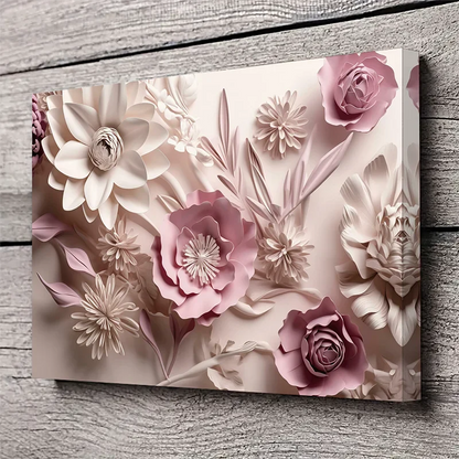Charming Pink Floral Canvas Wall Art with Wooden Frame - Ideal Home Decor for Bedroom, Living Room & Office