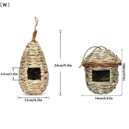 〔W〕Birds Nest Outdoor Hand-weaved Decorative Bird House Bird Cage Shelter Weaved Hanging Parrot Nest Creative Handmade Bird Cage