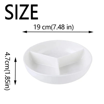3 Compartments Grid-shaped Dinner Plate White Ceramic Divided Food Tray Durable Large Capacity Steamed Plate Breakfast Dish