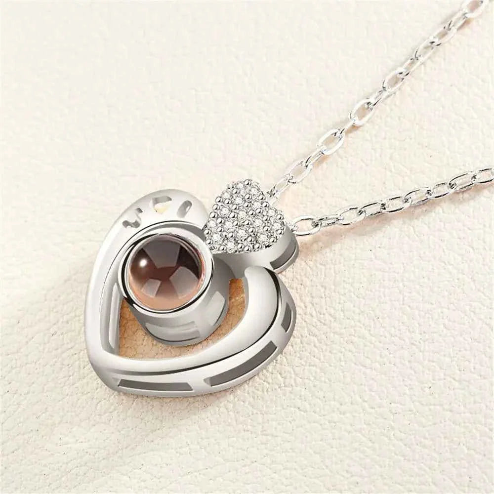 New Letter Necklace 100 Languages I Love You Projection Pendant Necklace Women Jewelry Collier Femme Bijoux Best Friends Gifts