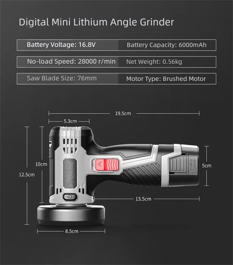 28000r 16.8V Mini Angle Grinder Portable Rechargeable Polishing Grinding Cutting Machine Home Metal Polisher Woodworking Tools
