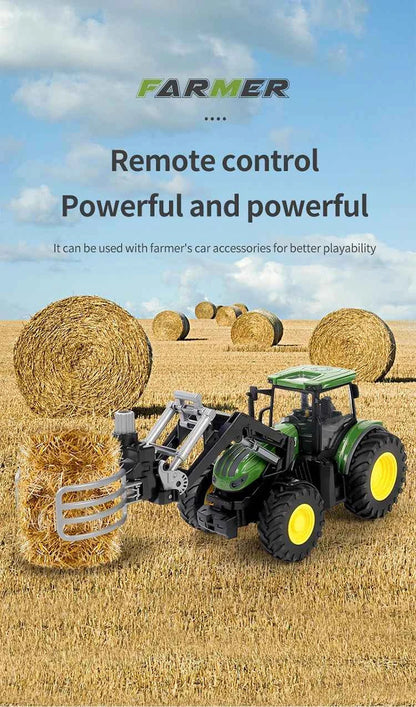 RC Farm Tractors Car 1/24 Radio Controlled Cars and Trucks 2.4G with Light Simulated Engineering Truck Model Toys for Children