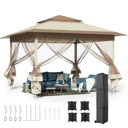 3.3x3.3m Pop-Up Folding Gazebo - Waterproof Garden Tent with Mosquito Netting
