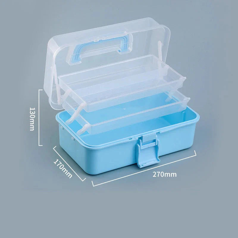 Three-tier Art Toolbox Carry Case – Organizes brushes, paints, palettes, and other art supplies with categorized storage.
