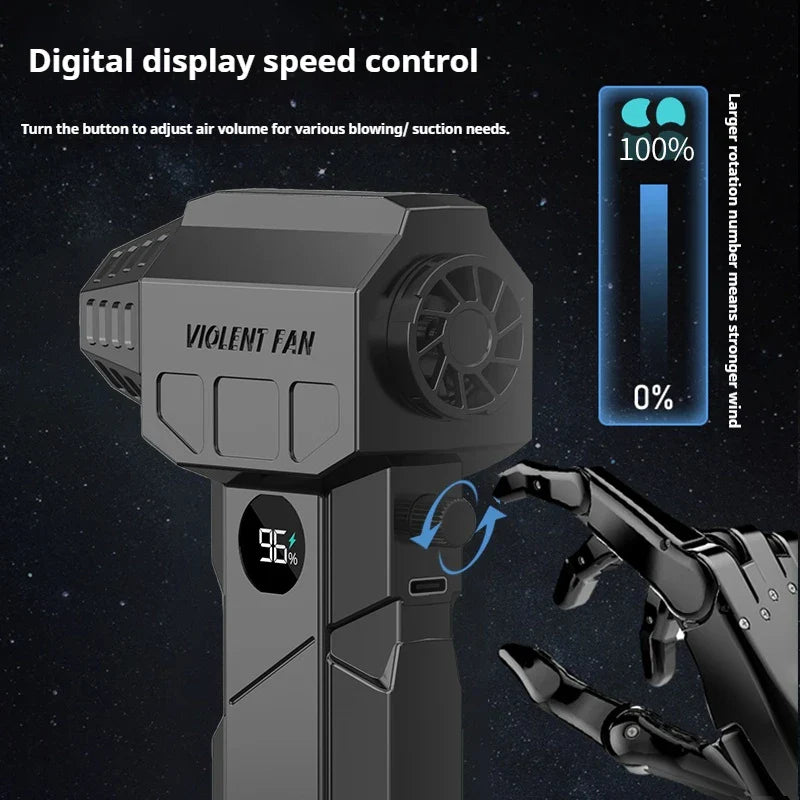 990000RPM Powerful Air Blower Turbo Blower Brushless Motor Violent Fan Wind Speed 198km/H with display Air duster,Vacuum kit