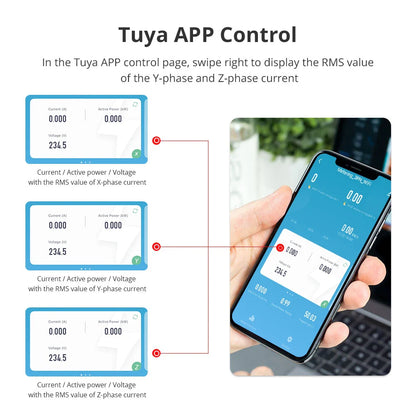Smart 3-Phase 4-Wire WiFi Power Monitor 63A - Bidirectional Solar Energy Meter with Tuya App Control & Real-Time Analytics