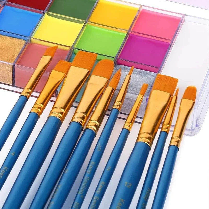 20 Colors Face Body Oil Painting Paint Pigment Non Toxic Safe Kids Flash Tattoo Painting with Brush Art Halloween Cosplay Party