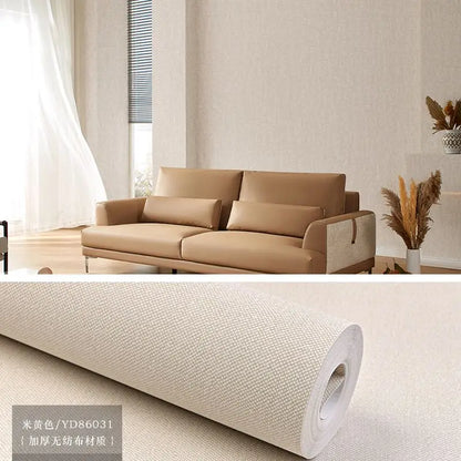 Modern Nordic Linen Textured Wallpaper – Eco-Friendly Non-Woven Solid Color Wall Covering