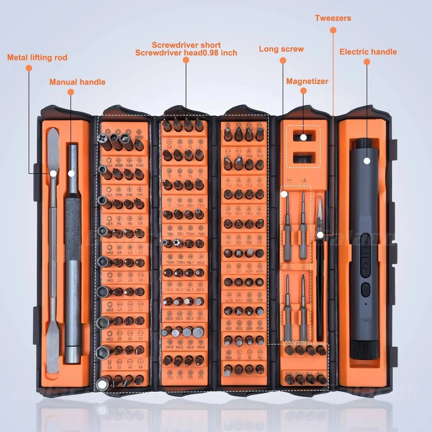 138 in 1 Electric Precision Screwdriver Set Mini Repair Tool Kit with 122 Magnetic Phillips Torx Bits for iPhone Watch Camera PC