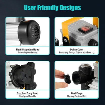 16GPM Commercial Electric Oil Pump Self Priming Transfer Fuel 60L/Min 110V 550W 30*20*20cm/ 11.8*7.9*7.9 In