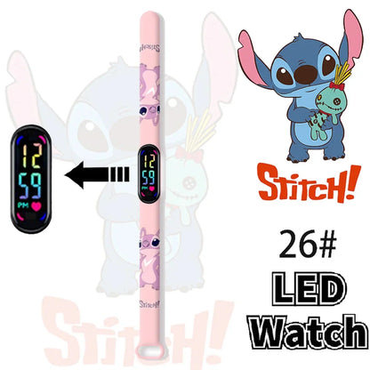 Disney Stitch Digital Kids' Watches Anime Figures LED Luminous Watch Touch Waterproof Electronic Sports Watch Kids Birthday Gift