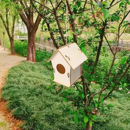Easy To Assemble Wooden Bird Nest Hous DIY Natural Aesthetic Hanging Birdhouse Decoration Hummingbird Cages Outdoor