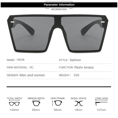 Oversized Square Sunglasses Women 2024 Luxury Brand Fashion Flat Top Red Black Clear Lens Men Fishing Shade Mirror UV400