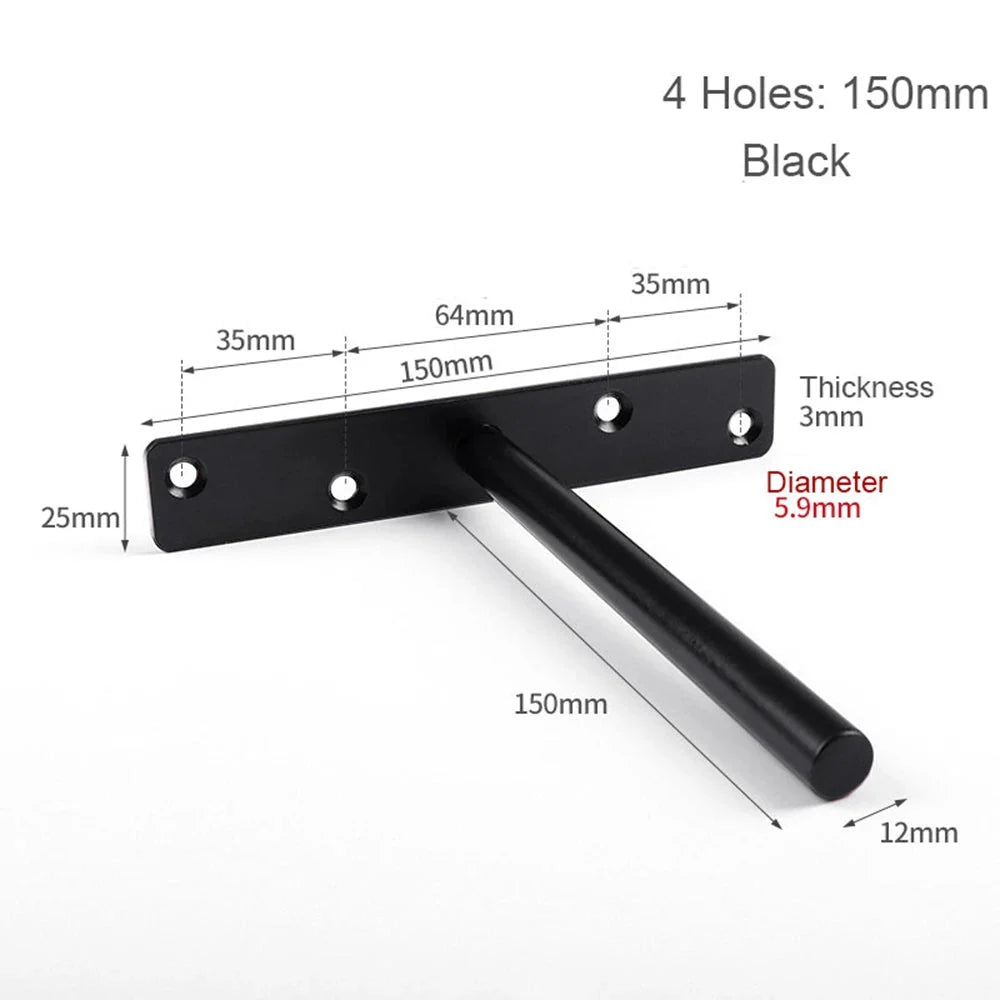 T Shape Concealed Shelf Brackets Floating  Wall Shelf Supports Screw Mounting Plate Multi sizes Metal Brackets