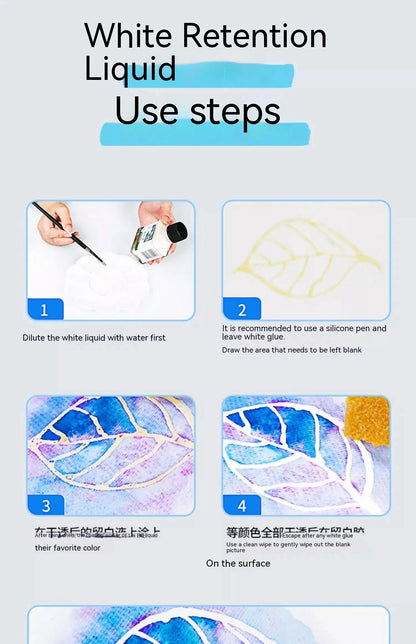 Art Masking Fluid White Latex Pigment Covering Liquid Painting Beginner Watercolor Paint Quickly for Ink Gouache Crafts Supplies