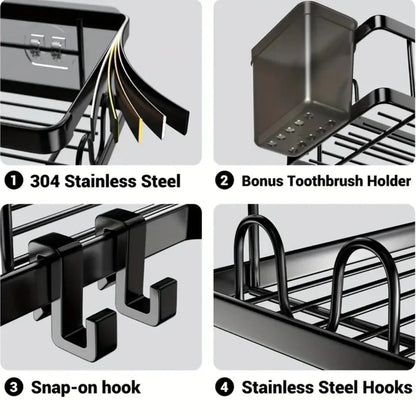 No Drilling Stainless Steel Triangle Double Layer Shelf for Bathroom Balcony Kitchen Corner Storage Space Saving Durable Design