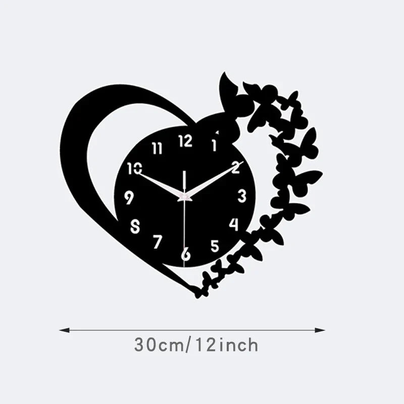Heart shaped frameless design acrylic silent clock living room bedroom home decoration Mother's Day New Year Easter gift