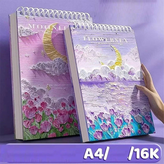 A4 Professional Sketchbook: Ultra-Thick Paper, 16K Painting Diary Notebook, Essential Art School Supplies, Ideal for Pencil Sket