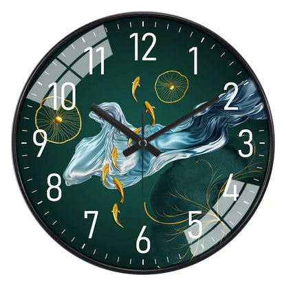 Simple Luxury Quartz Clock Hanging Wall Fish Decoration Modern Style Restaurant Living Room Home Decor Clock 8 10 12 Inche