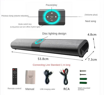 DIXSG Wireless Bluetooth Soundbar - 3D Surround Home Theater Speaker System